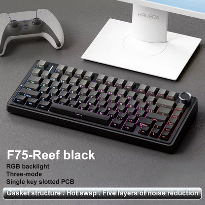 AULA F75 2.4G Wireless/Bluetooth/Wired Gaming Mechanical Keyboard RGB Customized 75% Layout OEM Profile Gasket Structure