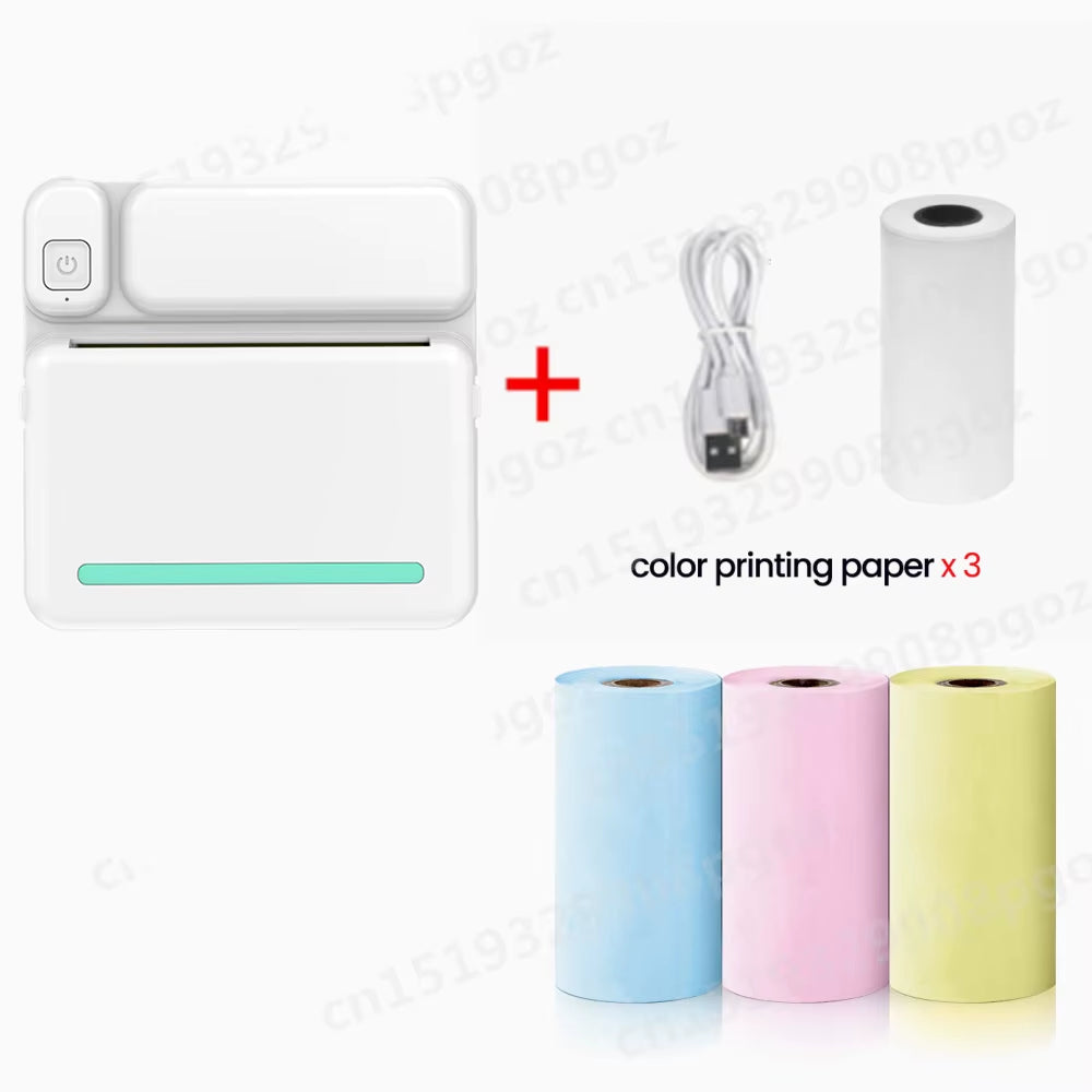 Portable Mini Printer Thermal Label Printer Sticker Inkless HD Pocket Printers for Phone Bluetooth Miniprint Printing Photo