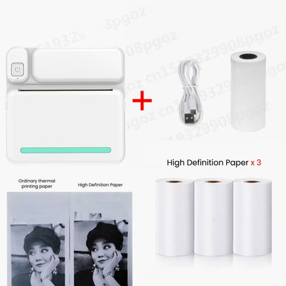 Portable Mini Printer Thermal Label Printer Sticker Inkless HD Pocket Printers for Phone Bluetooth Miniprint Printing Photo