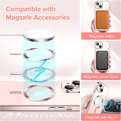 Transparent Phone Case for Apple Iphone 15 Clear Magnetic Case, [Yellow Resistant] Slim Fit Shockproof Transparent Crystal Clear Magnetic Case for Apple Iphone 15, Black