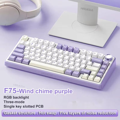 AULA F75 2.4G Wireless/Bluetooth/Wired Gaming Mechanical Keyboard RGB Customized 75% Layout OEM Profile Gasket Structure