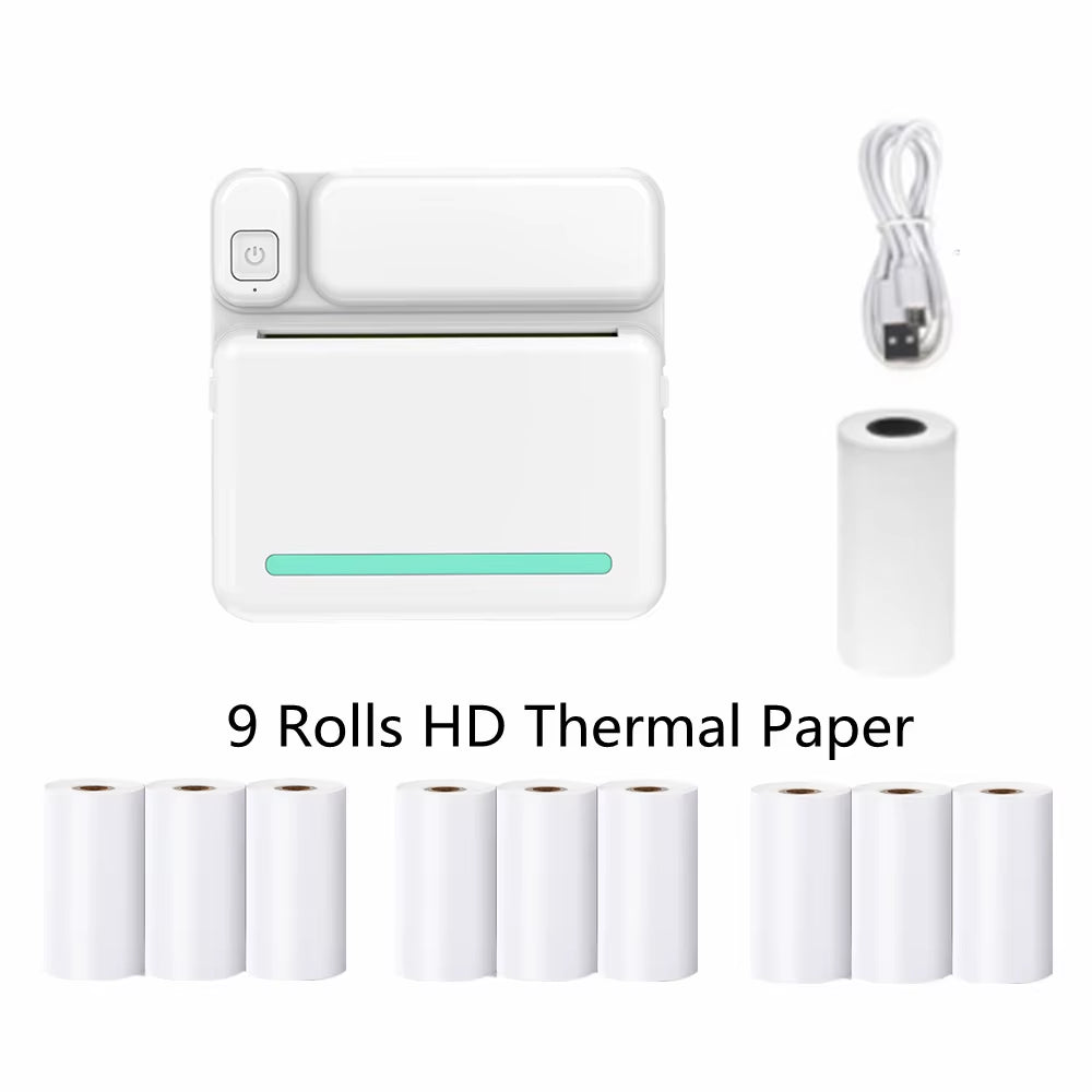 Portable Mini Printer Thermal Label Printer Sticker Inkless HD Pocket Printers for Phone Bluetooth Miniprint Printing Photo