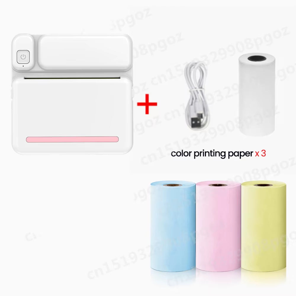 Portable Mini Printer Thermal Label Printer Sticker Inkless HD Pocket Printers for Phone Bluetooth Miniprint Printing Photo